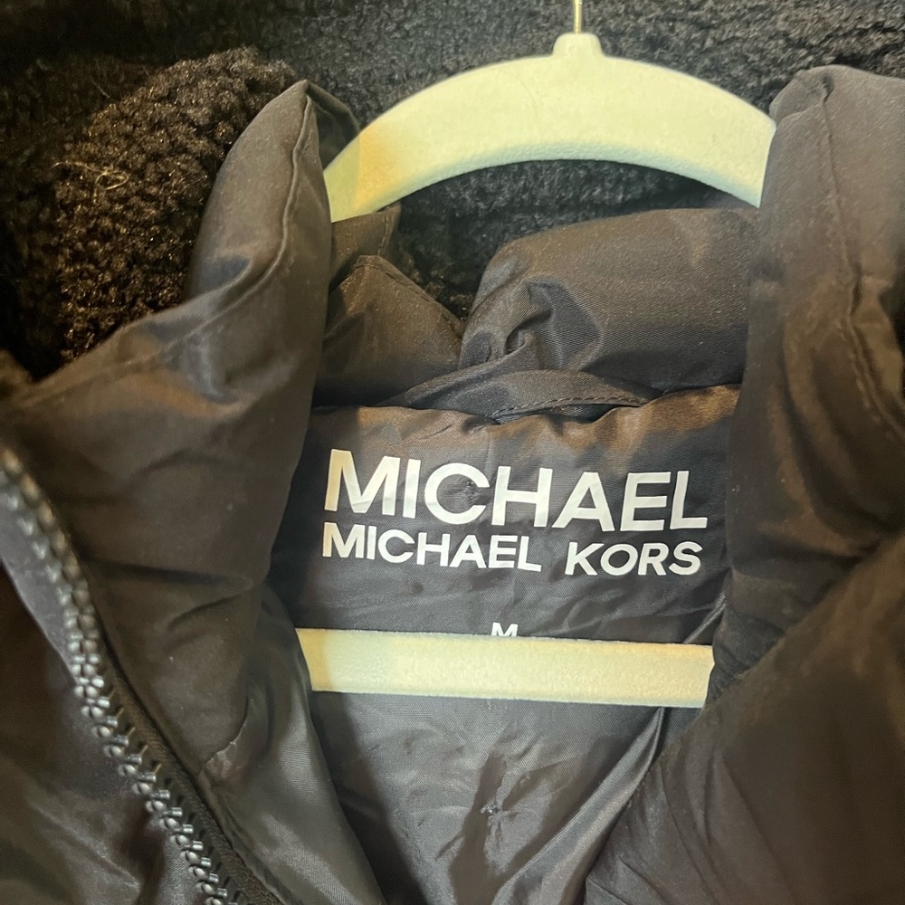 Black Michael kors parka with Sherpa hood